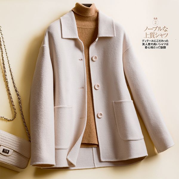 

2021 overcoat women long sleeve ladies the autumn winter new fashion 100% merino wool jacket coats thick warm cardigan n28s, Black