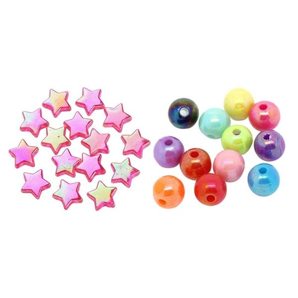

other 500pcs mixed ab color round acrylic spacer beads 6mm & 100pc 10mm environmental protection glue five-pointed star