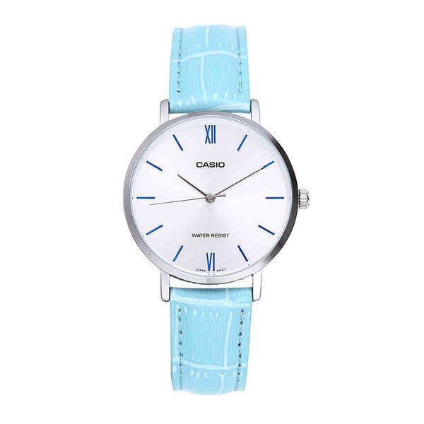 

casio watch women's watch silver blue leather ltp-vt01l-7b3