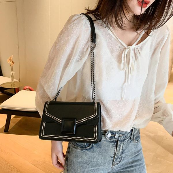 

shoulder bags casual pu leather purse crossbody bag women rivet chain small messenger travel envelope