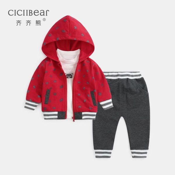 

clothing sets ciciibear baby boy clothes spring boys girls three-piece suit girl infant out casual set, White