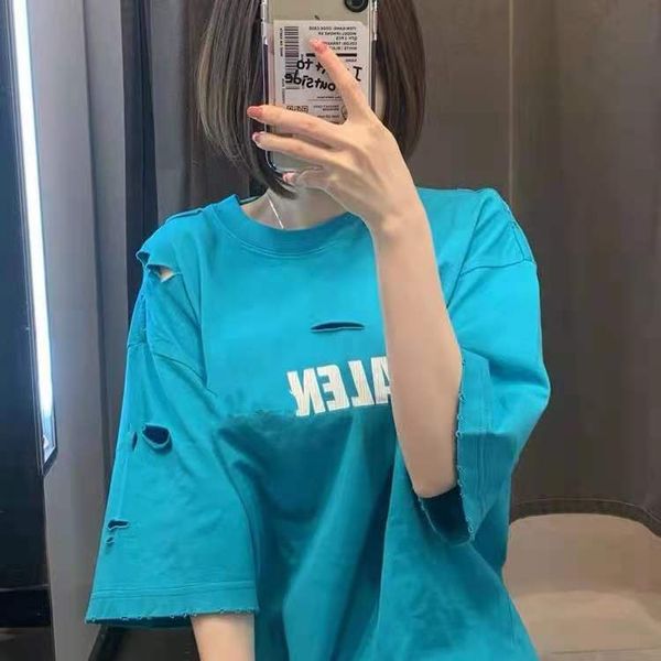 

luxury brand t shirt and polos correct version 21 summer new paris home b split letter broken short sleeve t-shirt, White