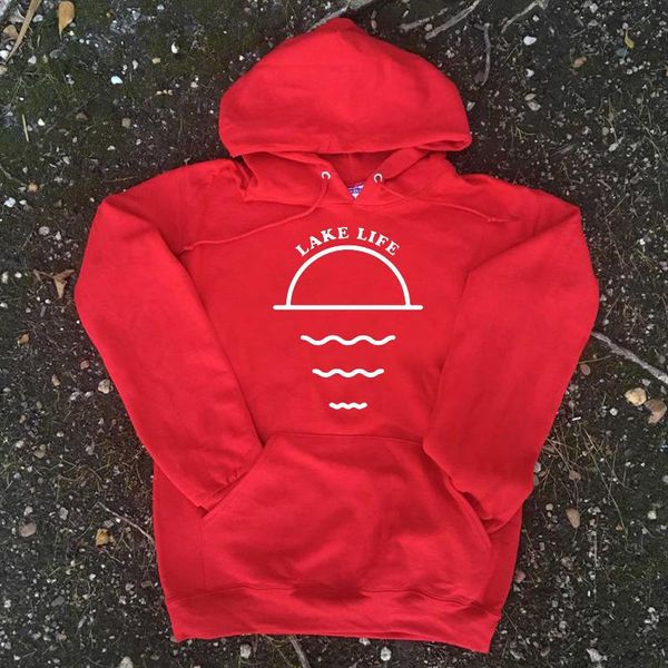 

women's hoodies & sweatshirts funny graphic harajuku woman lake life hoodie korean letter print hoody casual broadcloth, Black