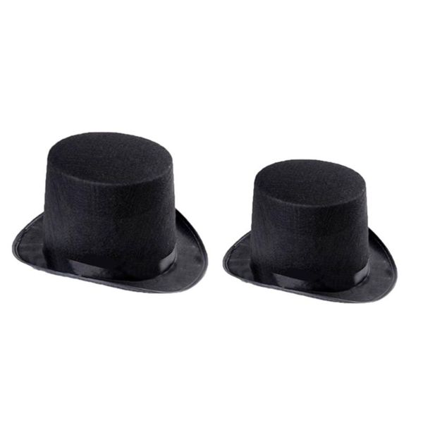 

party hats 2pcs at felt creative hat ornaments favors dress props (1 + 1 children's hat, black)