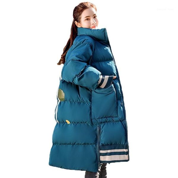 

korean stand collar outerwear winter jacket women clothes casual print loose plus size cotton padded coat female parka qh016, Black
