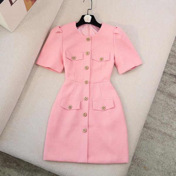 

party dresses autumn vintage dress women korean fashion chic slim waist vestidos short sleeve tweed woolen mini robe femme, White;black