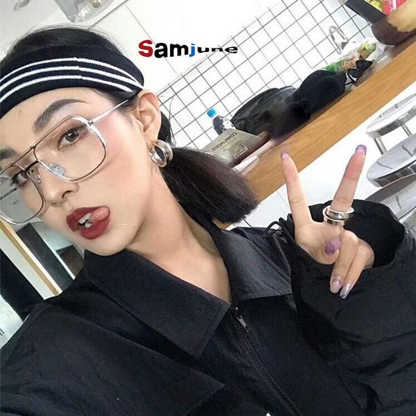 

sunglasses samjune 2021 pochromic women titanium oval star lady fashion square metal brand men's glasses, White;black