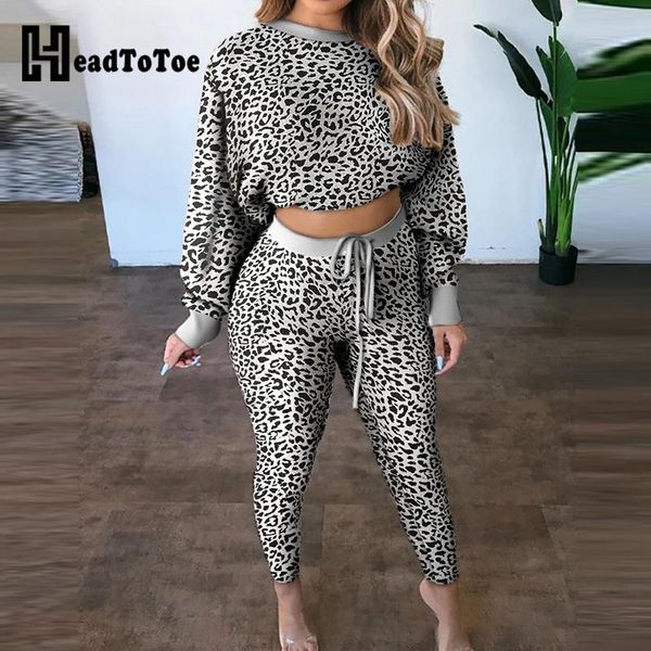 

women's two piece pants cheetah print crop & drawstring set women, White