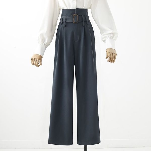 

women's pants & capris spring/summer high-waisted wide-legged women look thin casual gray trousers loose k2yh, Black;white