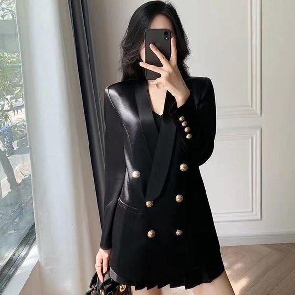 

women's suits & blazers [ewq] 2021 fashion clothes autumn ol solid blazer women long sleeve slim coat female multicolor party suit 16w5, White;black