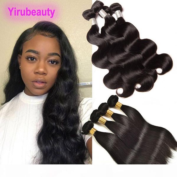 

brazilian virgin hair extensions 4 bundles or 5 bundles human hair 3 pieces body wave straight hair wefts 8-30inch, Black