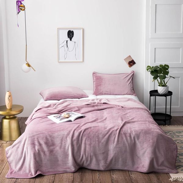 

blankets thow blanket for bed solid color plain dyed cover and bedspread queen/king size 320gsm thick plaid (pillowcase need order)