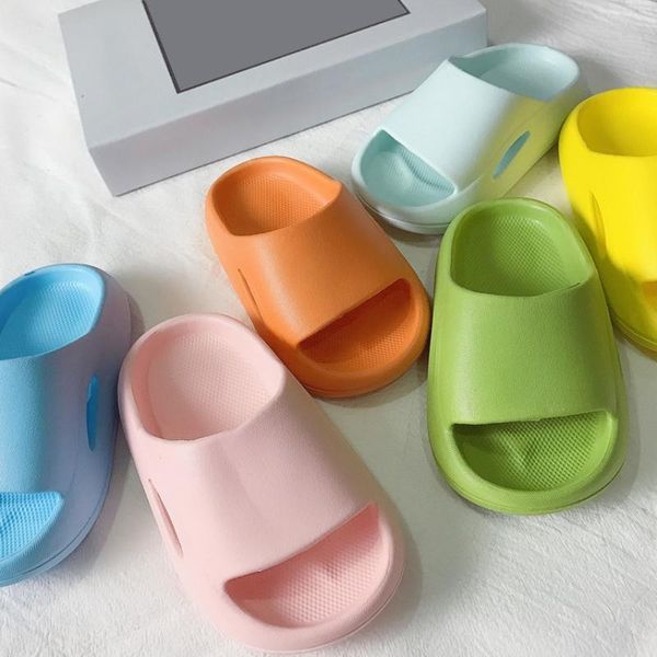 

slipper boy girl home shoes summer toddler flip flops soft bottom kids slippers 2021 beach love family style, Black;grey