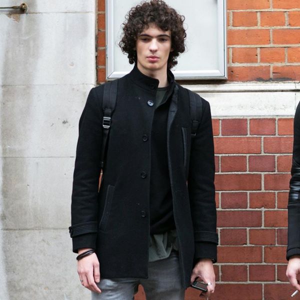 

men's wool & blends woolen coat autumn and winter youth short slim single-breasted jacket stand-up collar, Black