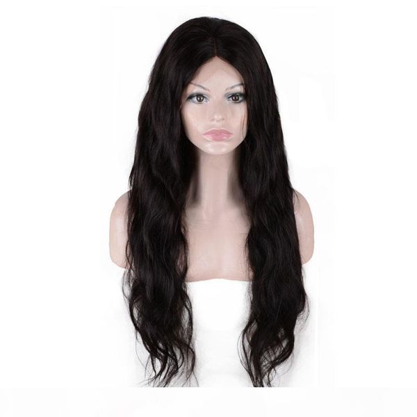 

pretty 100% unprocessed brazilian mink virgin human hair hd lace wigs natural color natural wave for women lace front wig, Black;brown