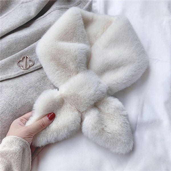

korean plush scarf for women's winter age reduction, Blue;gray