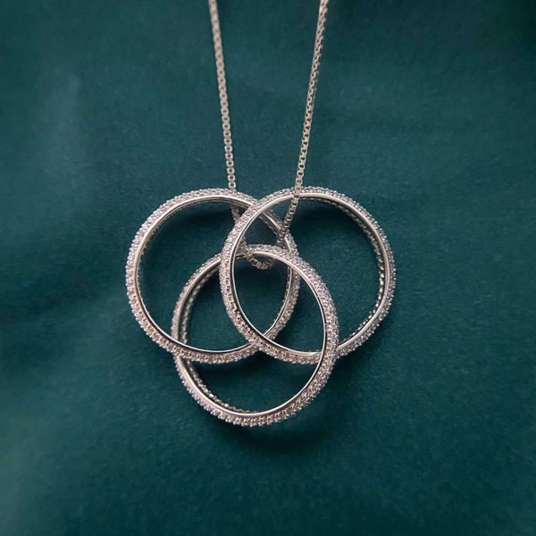 

hbp luxury new multi-purpose three ring deformation pendant jewelry fashion versatile necklace, Silver