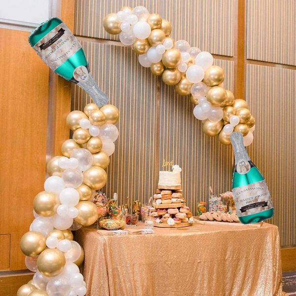 Bottiglia di champagne Palloncino Ghirlanda Kit arco in oro rosa Compleanno Matrimonio Laurea Addio al nubilato Decorazioni per fondali 210610