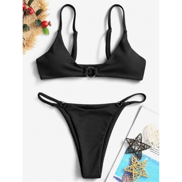 

women's swimwear 5 colors ribbed brazilian bikini female swimsuit women two-pieces set padded bather bathing suit swim k2928, White;black