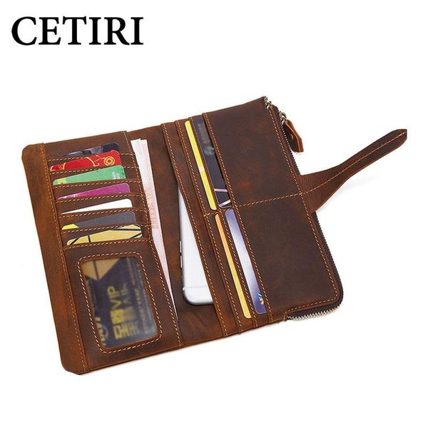 

wallets cetiri retro crazy horse wallet men genuine leather holder business male long purse coin money pocket, Red;black
