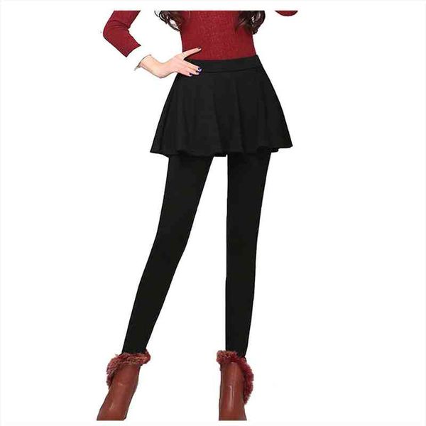 

running pants hip side womens legging plus velvet pleated skirt slim skirted leggings high waist fashion wrap folding p5, Black