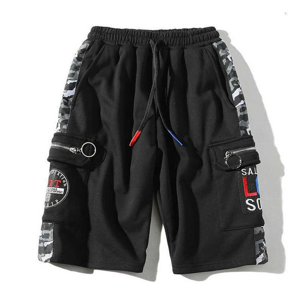 

men's shorts casual summer men streetwear camouflage patchwork mens side-pocket bermuda beach homme gswg 3erw, White;black