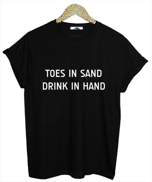 

drink in hand letters and mens t shirts women womens cotton casual for lady black white tee drop ship, White;black