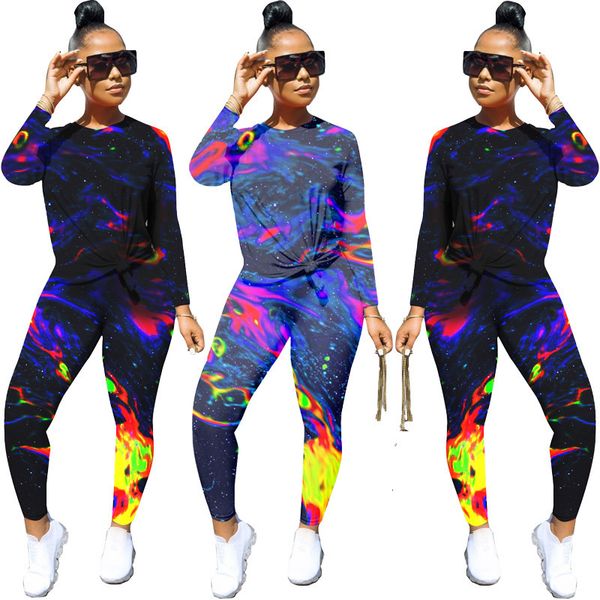 

tie dye 2021 training suit 2 delicate set women slender mouw trui broek stretch outfit yoga fitness clothingcake, Gray