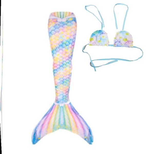 

mermaid tail children's princess skirt bathing suit swimming split color adult, Blue
