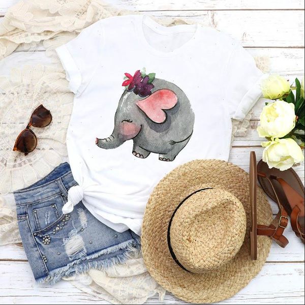 

women graphic cartoon funny love shape animal fashion short sleeve print shirt tees clothing female t shirt womens t shirt, White