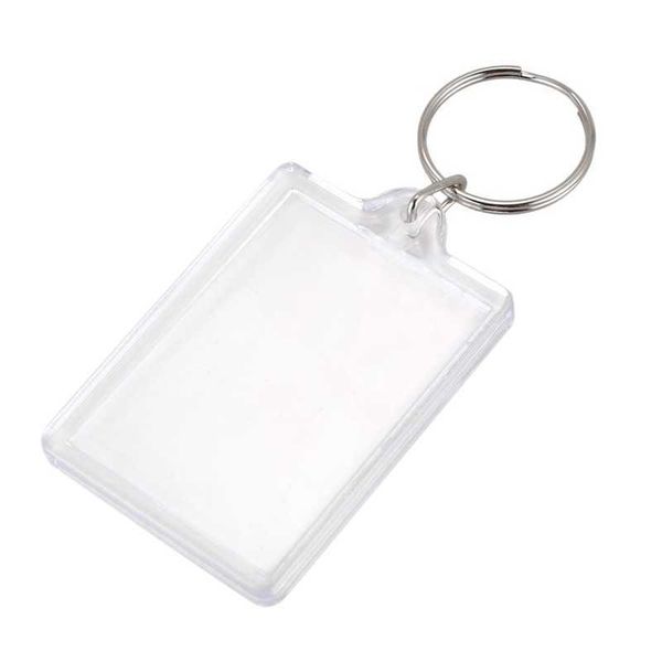 

100 pieces transparent key holders with space for ps or images of 90 * 40mm keychain of p h0915, Silver