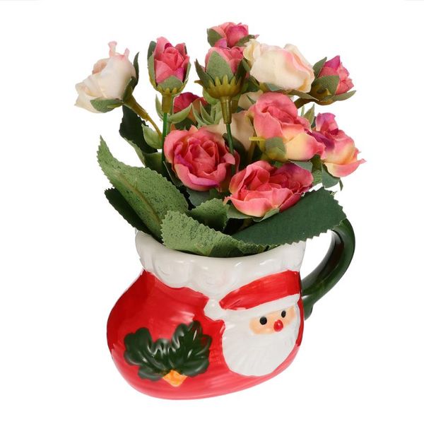 

gift wrap christmas flower pot with simulation ceramic garden plant ornament