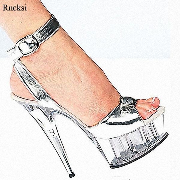 

rncksi fashion transparent waterproof platform 15cm straps high-heeled sandals for spring and summer dance shoes, Black