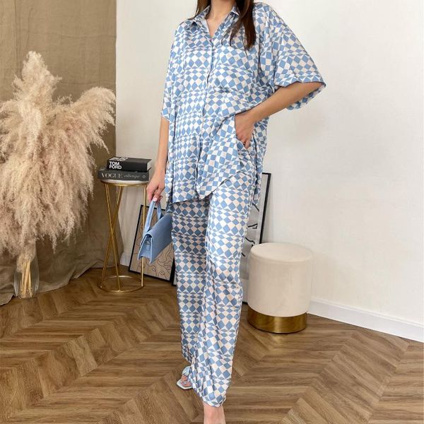 

women's t-shirt vogue oversize women turn-down collar blouse tide spring-autumn fashion ladies casual loose shirt female geometric prin, White