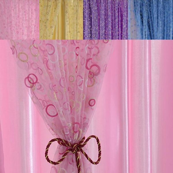

new style cute circle bubble printed voile door window balcony sheer panel screen curtains for living room