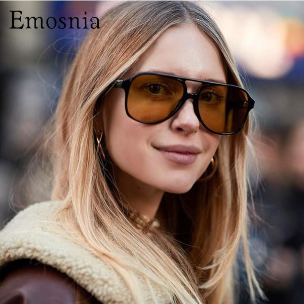 

sunglasses 2021 retro pilot women men big frame black yellow gradient eyewear plastic protection sun shades uv400, White;black