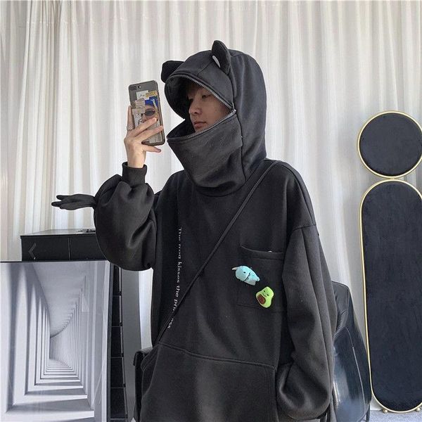 

men's hoodies & sweatshirts net redfroghedgingsweatermalefemaledesignfeeling connectedcapcasualcoatautumn and winterseasontrendall-matc, Black