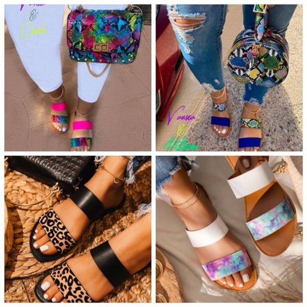 

slippers leosoxs women leopard casual shoes female plus size 43 summer beach gladiator flat comfort rome slides, Black