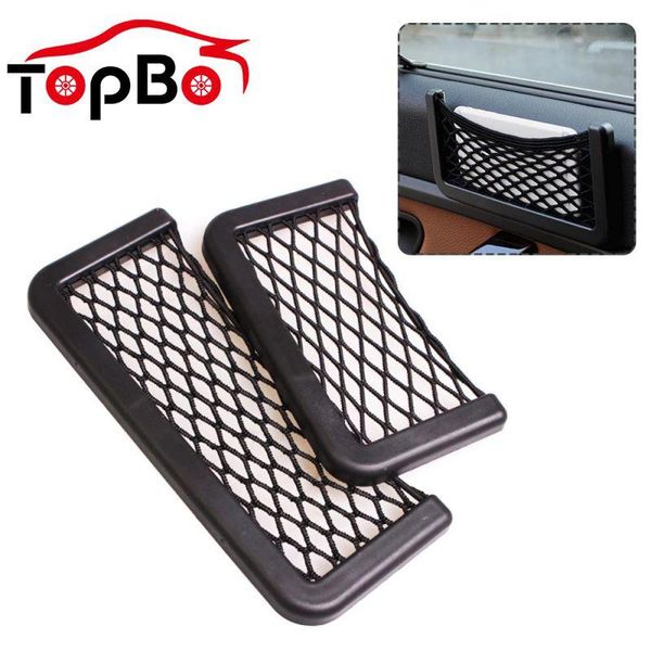 

car organizer universal 1pc mesh net seat side storage bag elastic auto paste pocket phone holder pouch accessories
