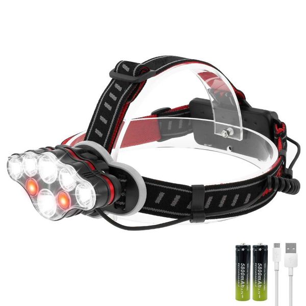 

headlamps 2pc usb rechargeable head lamp 8led torch waterproof headlight cob led light for bicycling running camping
