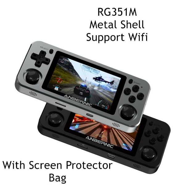 

rg351m retro game console built in wifi double players 3.5 inch metal shell video handheld game player for ps1 md n64 kids gifts