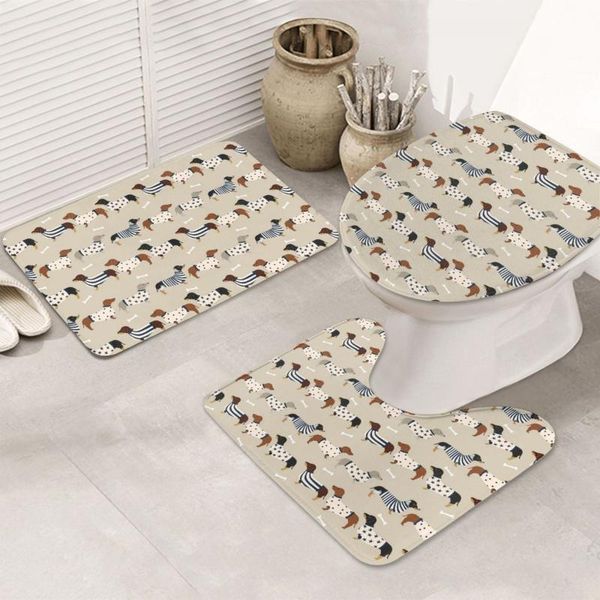 

carpets dachshunds foot pad non-slip absorbent door soft bathr rug carpet 3d embossed bath set toilet flannel shower room floor mats