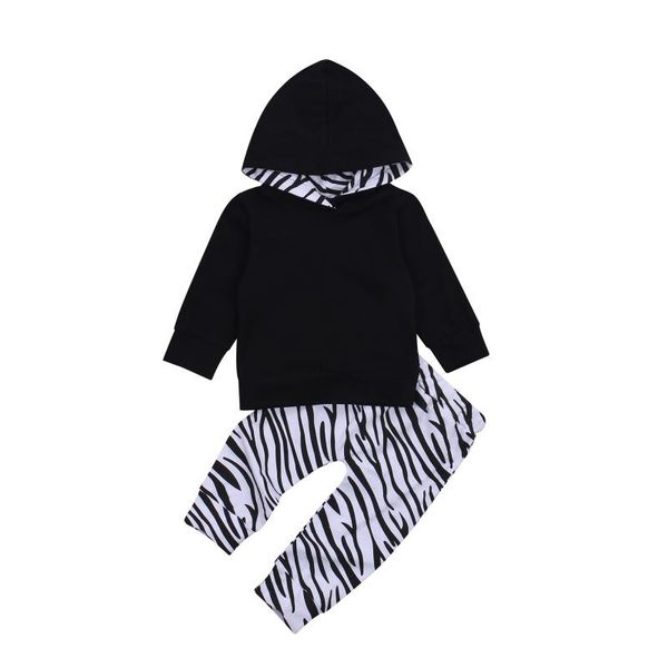 

clothing sets 2021 fall autumn 0-18m born baby boy 2pcs set hooded long sleeve black zebra striped pants toddler clothes outfit, White