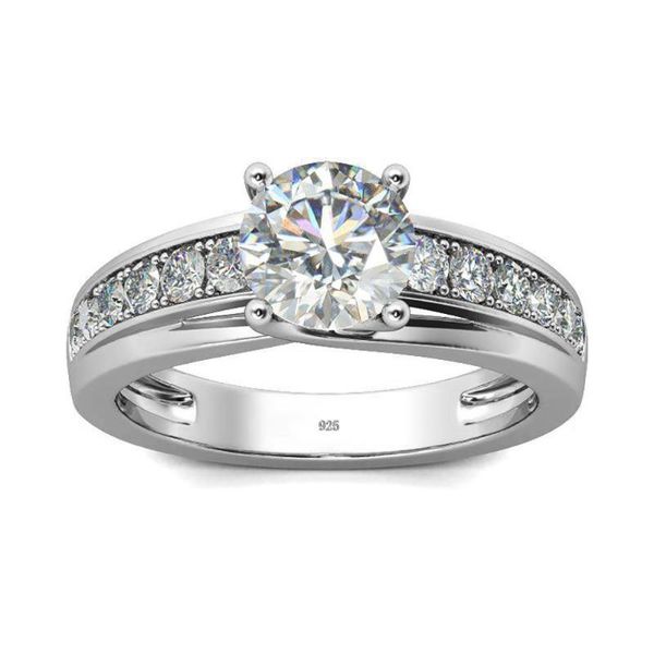 

cluster rings moissanite ring for women wedding engagement created 1ct 6.5mm 925 sterling silver jewelry bridal accessories, Golden;silver