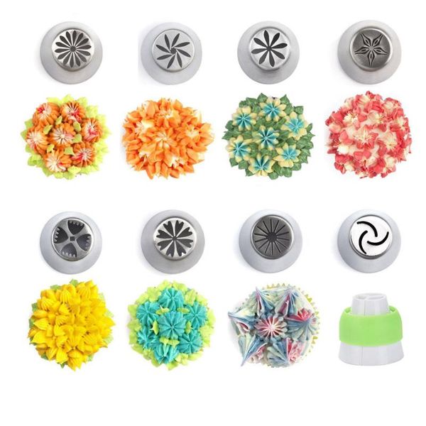 

baking & pastry tools 7-9pcs diy cake decorating nozzles stainless steel cream icing piping nozzle tips flower bag tool