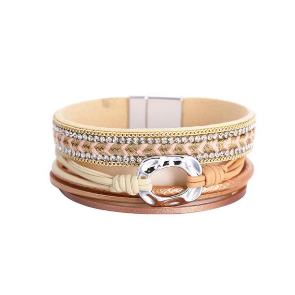 

bangle ornapeadia ethnic style multi-layer woven bohemian jewelry ladies bracelet for women accessories leather, Black