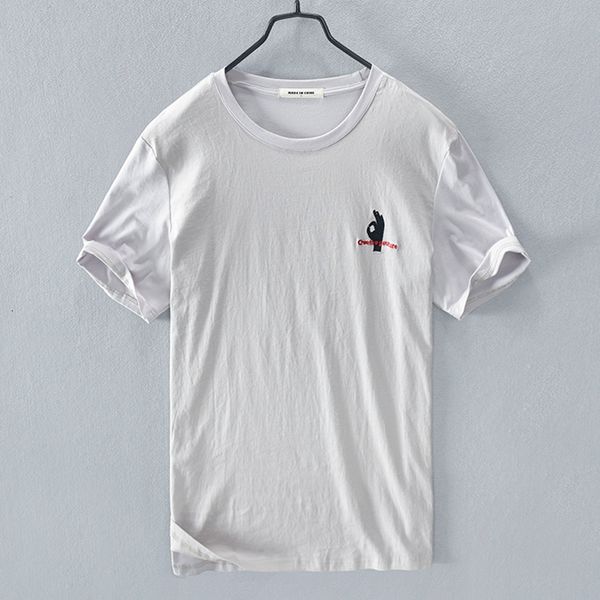 

2021 summer new arrival short sleeve cotton and linen t shirt breathable o-neck t-shirt for men loose camiseta camisa sdfc, White