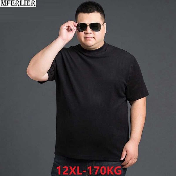 

10xl 12xl summer large size men cotton t-shirts short sleeve tees man basic solid t shirt oversize 60 62 64 66 150kg p0806, White;black