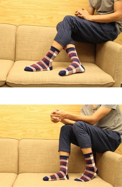 

men's socks colored grid full cotton wholesale wool crew men warm, Black