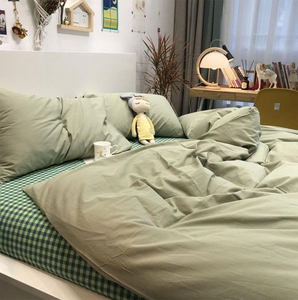 

bedding sets fashion green set adult,1.2 1.5 1.8 2.0 brief cotton twin full  king home textile bed sheet pillow case quilt cover